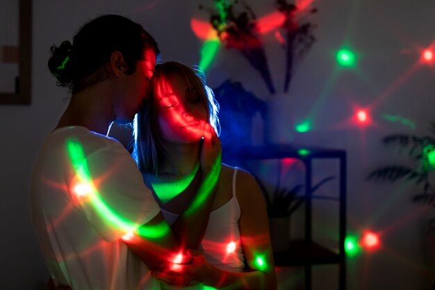 Young couple spending time together at night