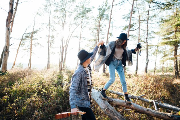 Young couple together in the nature