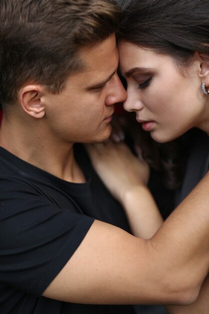 Young couple traveling by car