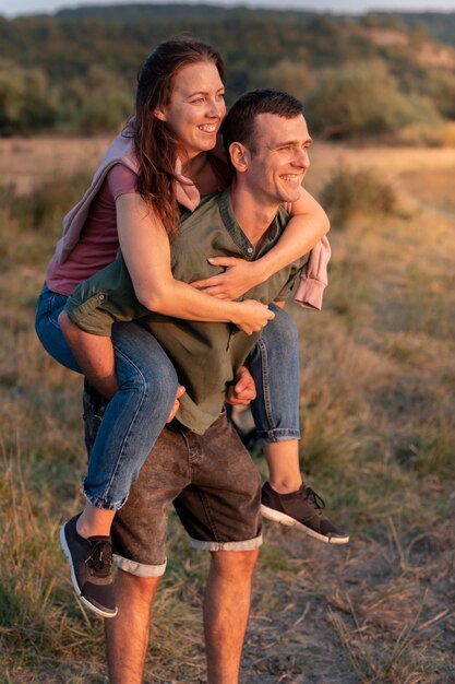 Young couple travelling together