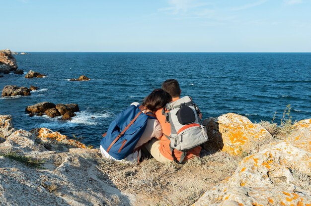 Young couple travelling together