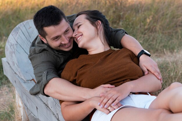 Young couple travelling together