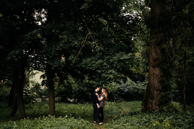 Young couple walking and having fun