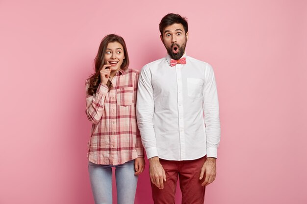 Young couple wearing colorful clothes