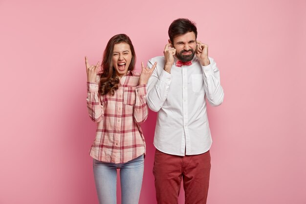 Young couple wearing colorful clothes