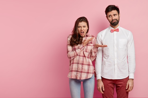 Young couple wearing colorful clothes