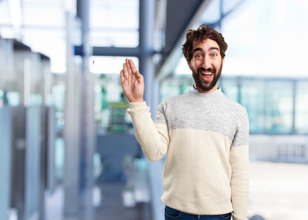 Free photo young crazy man happy expression