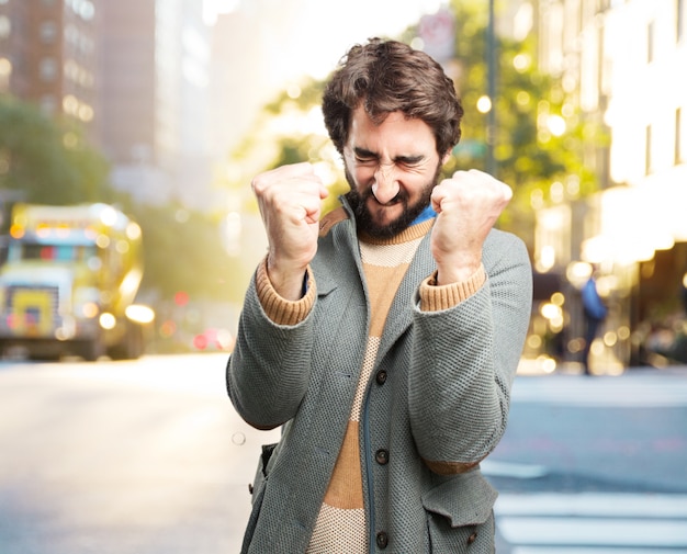 Free photo young crazy man happy expression