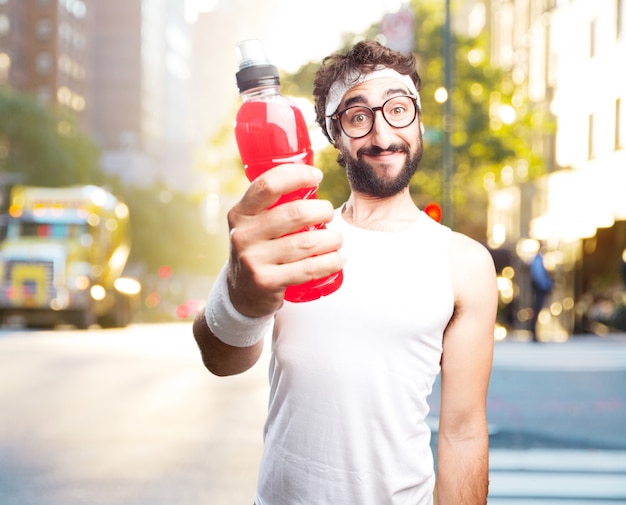 young crazy sports man. happy expression