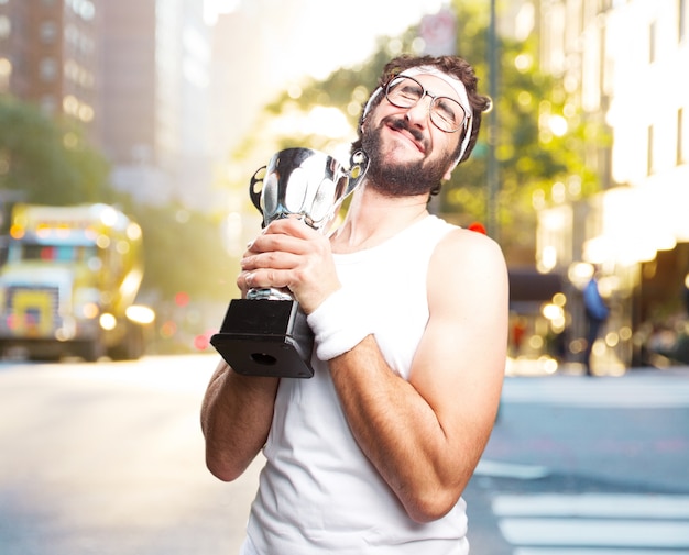 Free photo young crazy sports man. happy expression