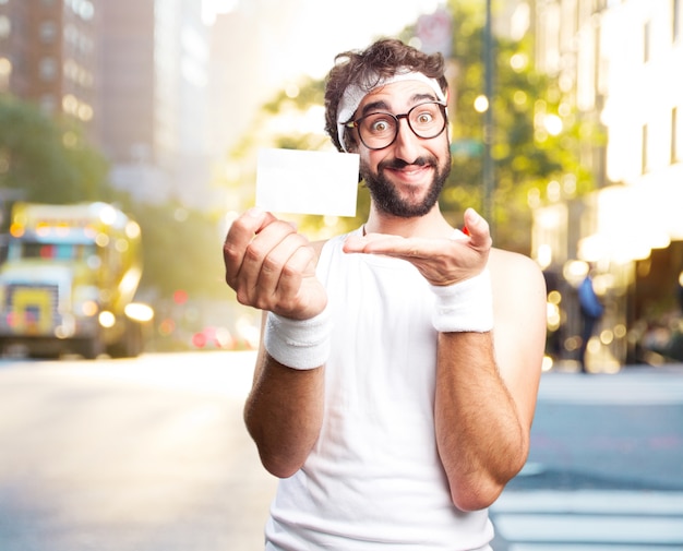 young crazy sports man. happy expression