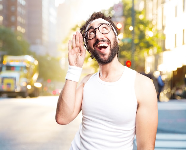 Free photo young crazy sports man. happy expression