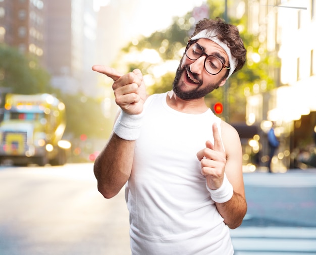 young crazy sports man. happy expression