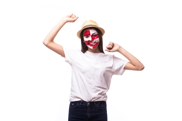 Young croatian football fan with win gesture isolated on white wall