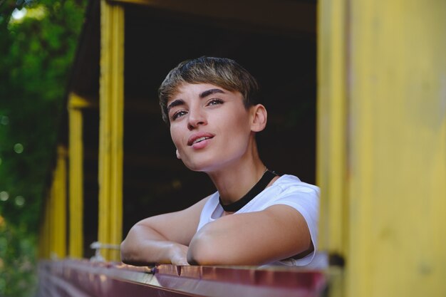 Young curious woman portrait