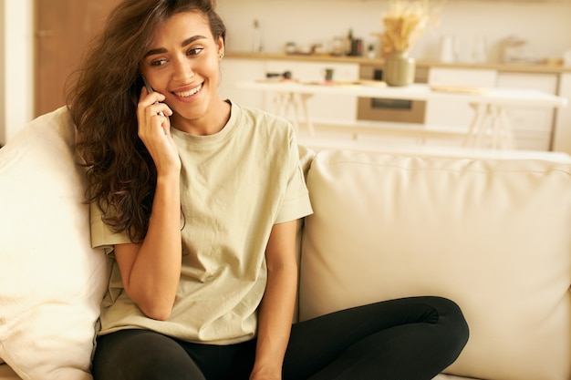 Young cute female posing indoor