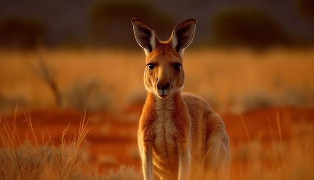 Free photo young deer standing in meadow looking cute generated by ai