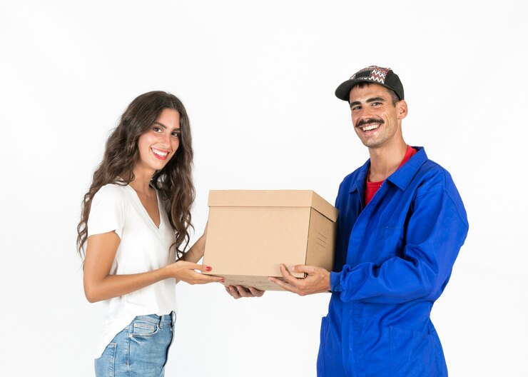 Free Photo young delivery man at wor