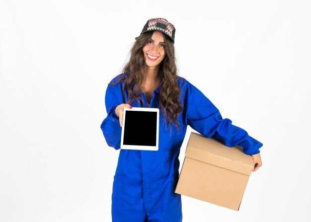 Young delivery woman at work