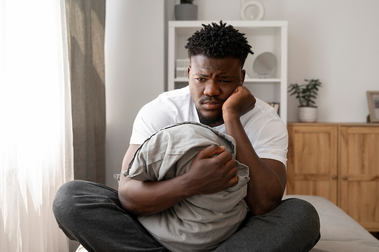 Free Photo young and depressed adult at home