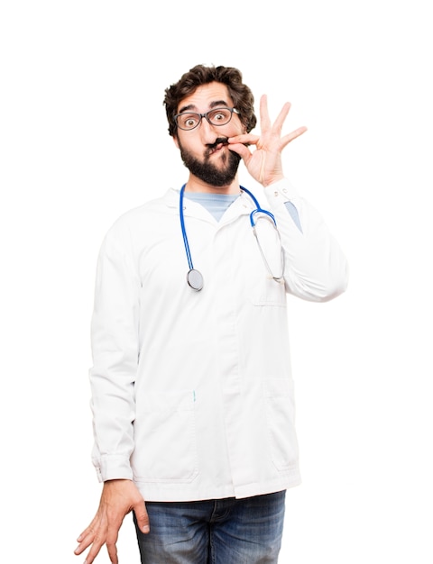 young doctor man covering mouth