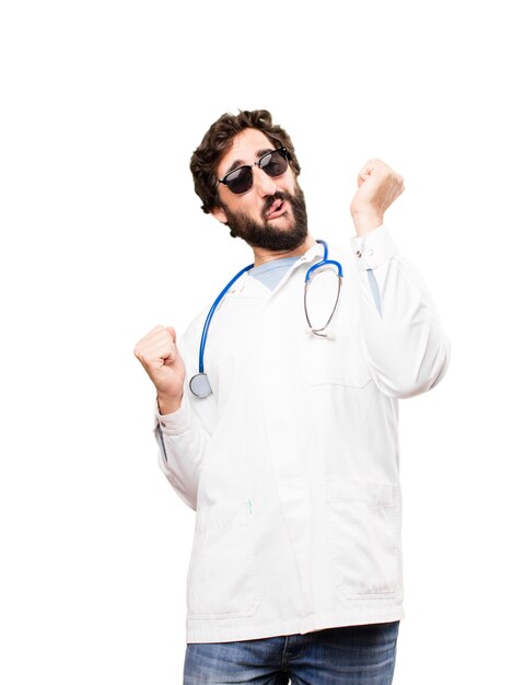 young doctor man dancing