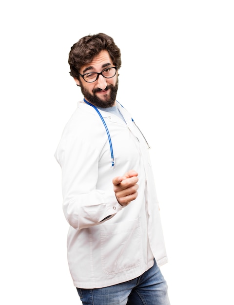 Free photo young doctor man dancing