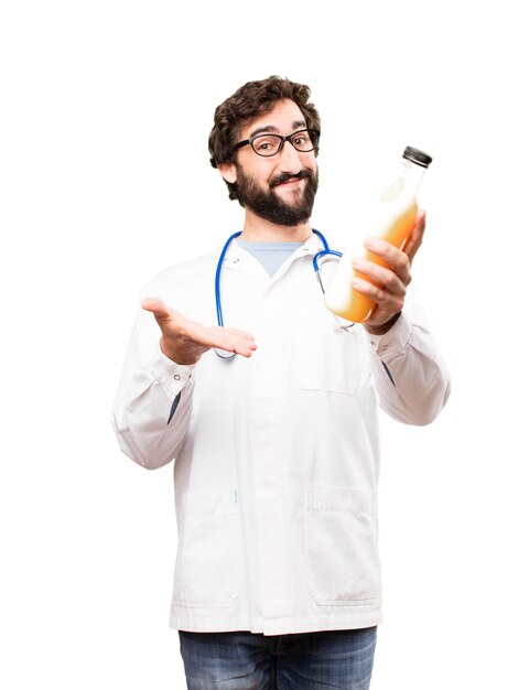 young doctor man having breakfast