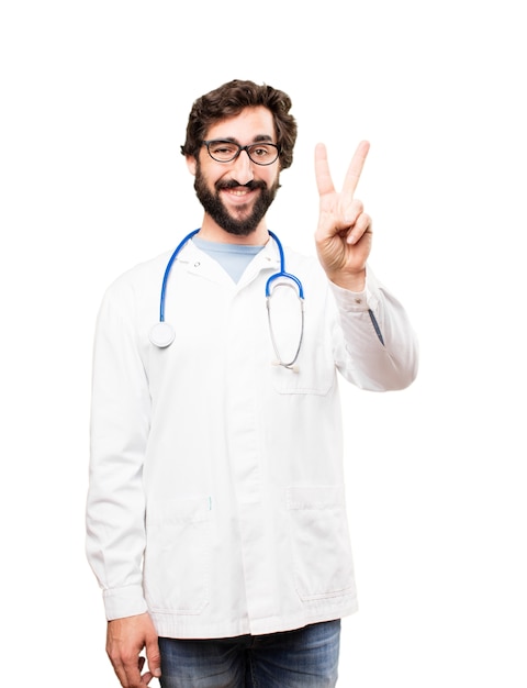 young doctor man number sign