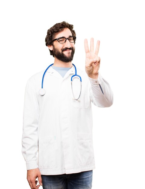 young doctor man number sign