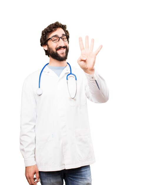 young doctor man number sign
