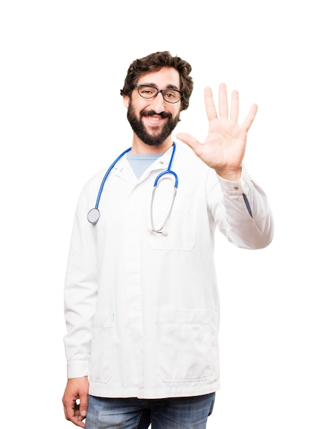 young doctor man number sign