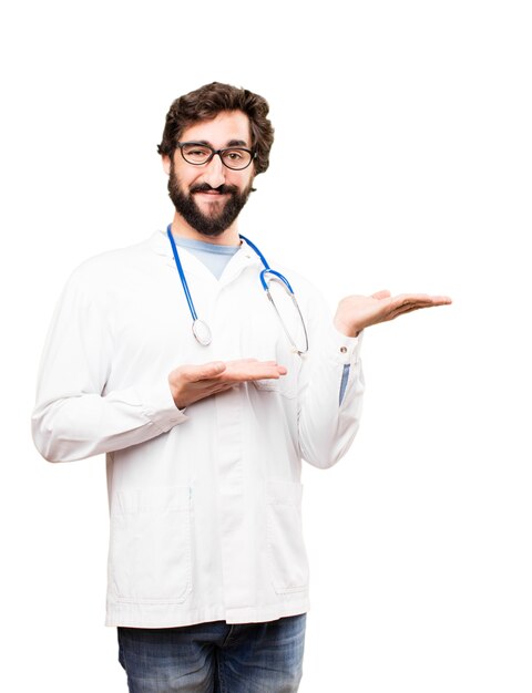 young doctor man showing sign