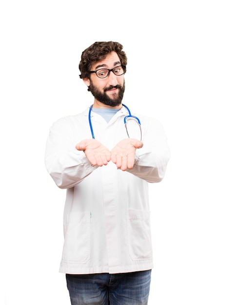 young doctor man showing sign