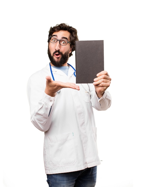 Free photo young doctor man with a book