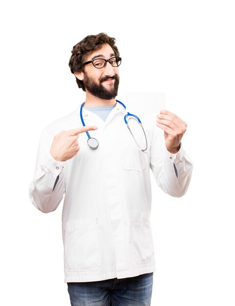 young doctor man with name card