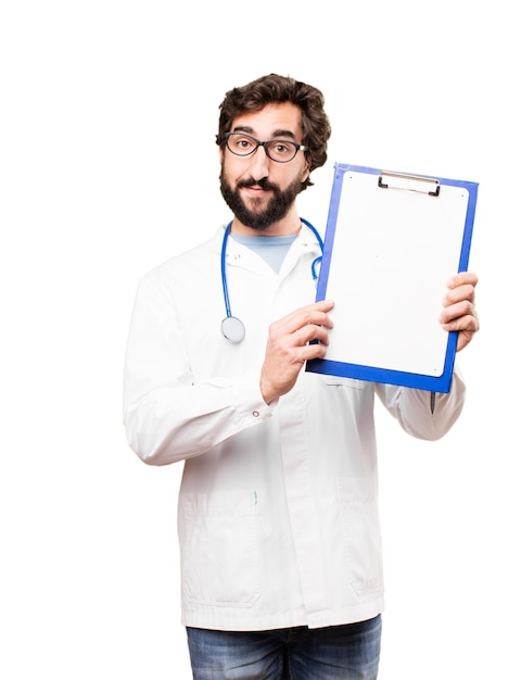 young doctor man with a report