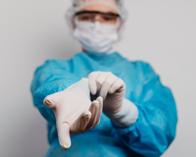 Young doctor wearing a face mask