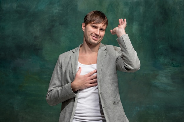 Young emotional surprised man