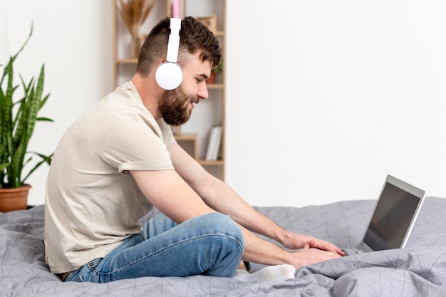 Young entrepreneur happy to work from home