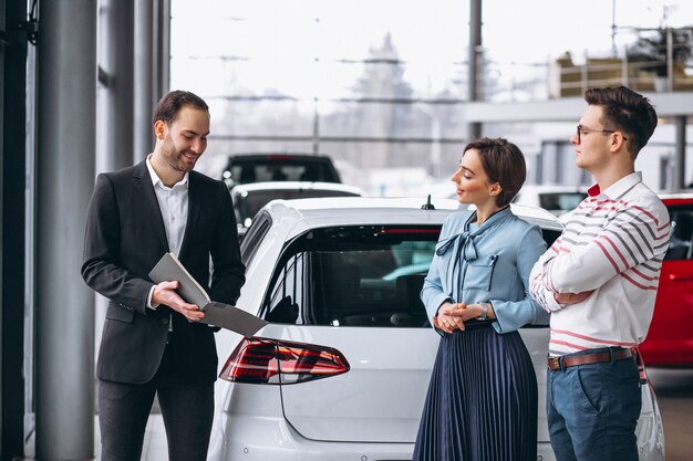 Young family buying a car