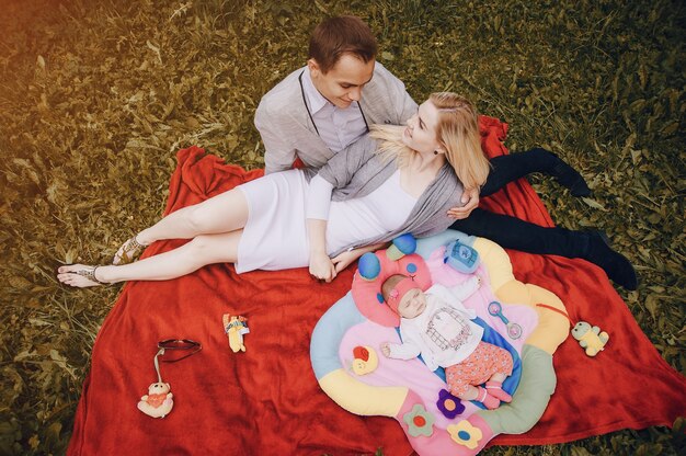 Young family enjoying a day in the park