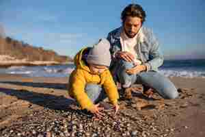 Free photo young family enjoying their trip