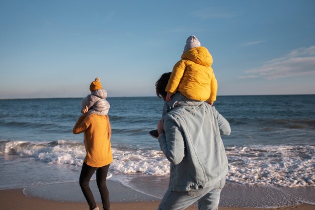 Young family enjoying their trip