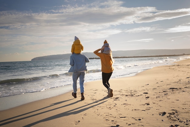 Free photo young family enjoying their trip