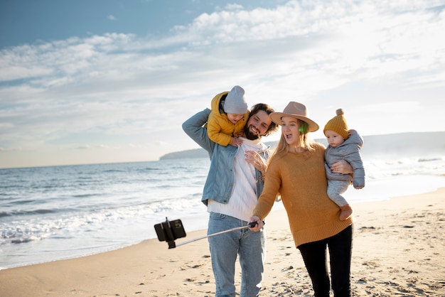 Young family enjoying their trip