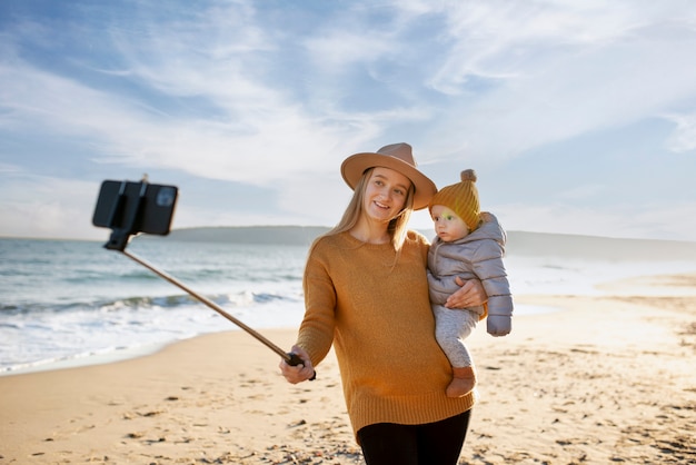 Young family enjoying their trip