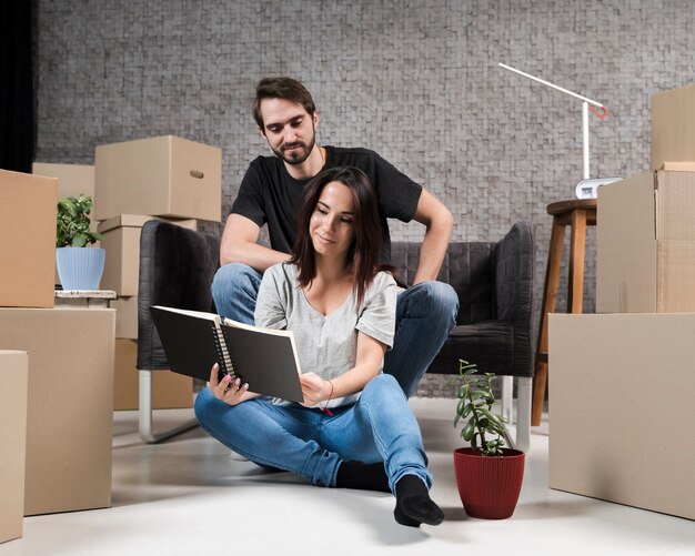 Young family getting ready for relocation