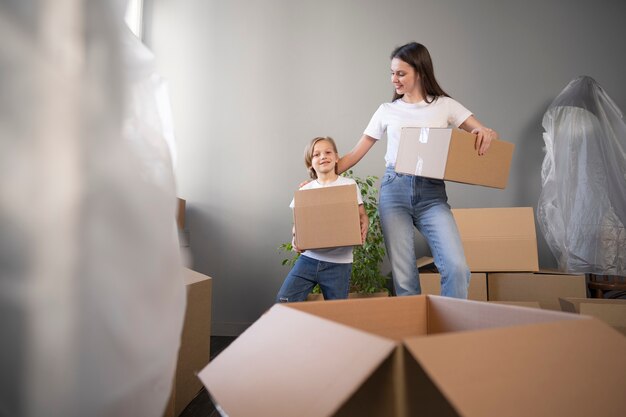 young family moving into a new home