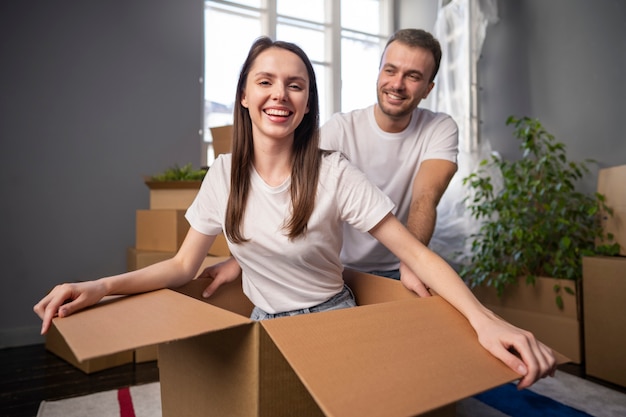 Young family moving into a new home